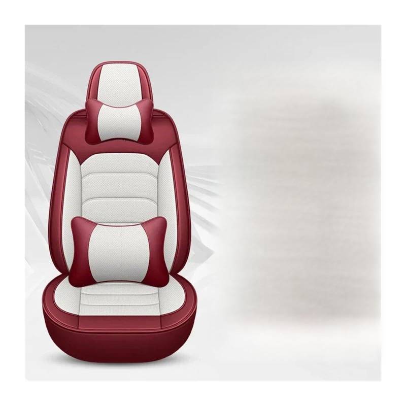 Autositzbezüge Set Für FIAT Alle Medels 500 500L 2007-2014 Für Punto Für Bravo Für Viaggio Für Freemoauto Universal-Sitzbezug Autozubehör Auto Schonbezüge(White red Pillow) von YAKISA