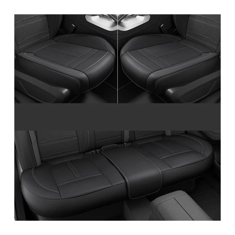 Autositzbezüge Set Leder-Autositzbezug Komplettes Set Mit Umlaufender Unterseite Wasserdicht Langlebig Autositzkissenschutz Autozubehör Auto Schonbezüge(Black 3PCS) von YAKISA