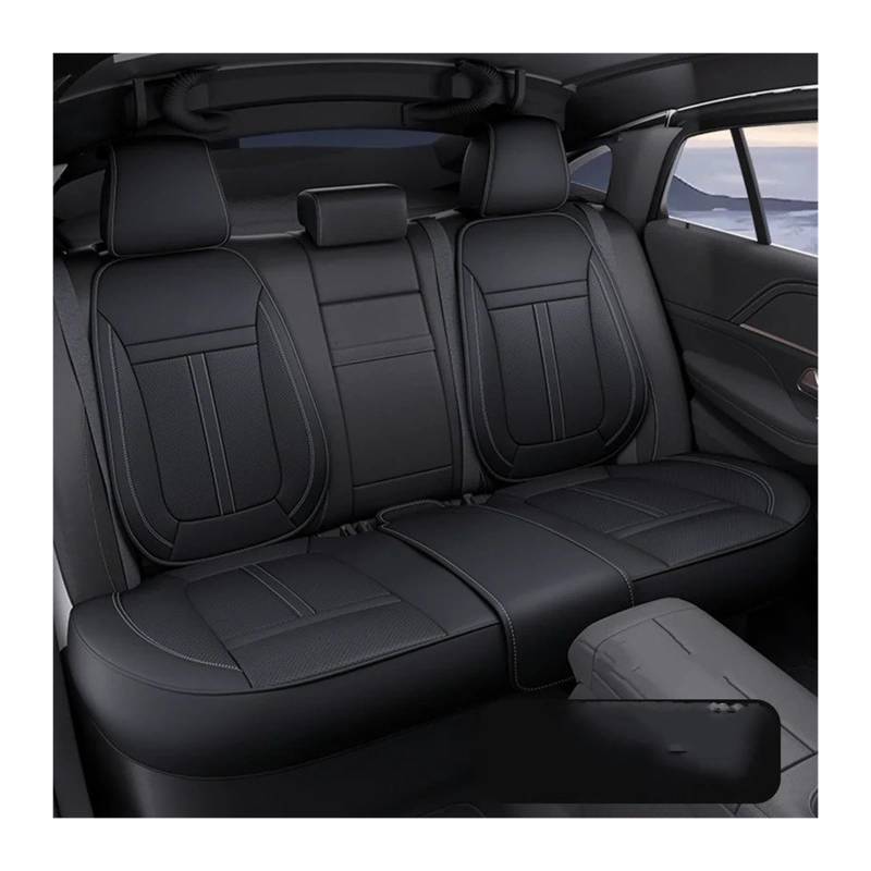Autositzbezüge Set Leder-Autositzbezug Komplettes Set Mit Umlaufender Unterseite Wasserdicht Langlebig Autositzkissenschutz Autozubehör Auto Schonbezüge(Black Rear Set) von YAKISA