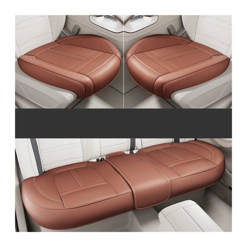 Autositzbezüge Set Leder-Autositzbezug Komplettes Set Mit Umlaufender Unterseite Wasserdicht Langlebig Autositzkissenschutz Autozubehör Auto Schonbezüge(Brown 3PCS) von YAKISA