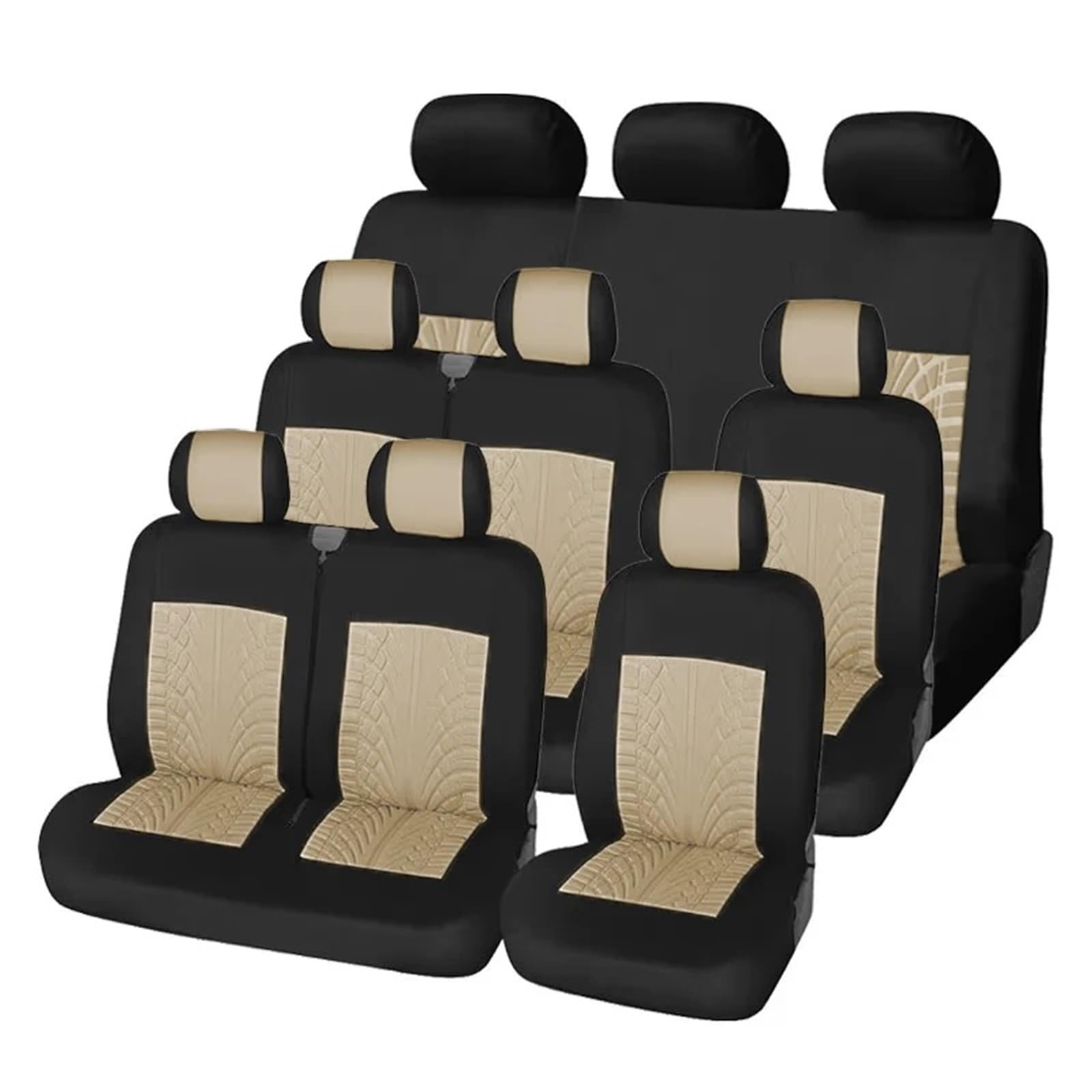 Autositzbezüge Set Sitzbezüge Für 9-Sitzer-Busse Schmutzabweisend Autositzschutz Mehrere Farben Auto Schonbezüge(BEIGE-9PCS) von YAKISA