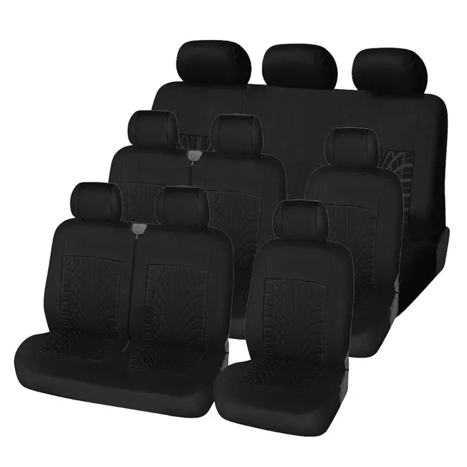 Autositzbezüge Set Sitzbezüge Für 9-Sitzer-Busse Schmutzabweisend Autositzschutz Mehrere Farben Auto Schonbezüge(Black-9PCS) von YAKISA