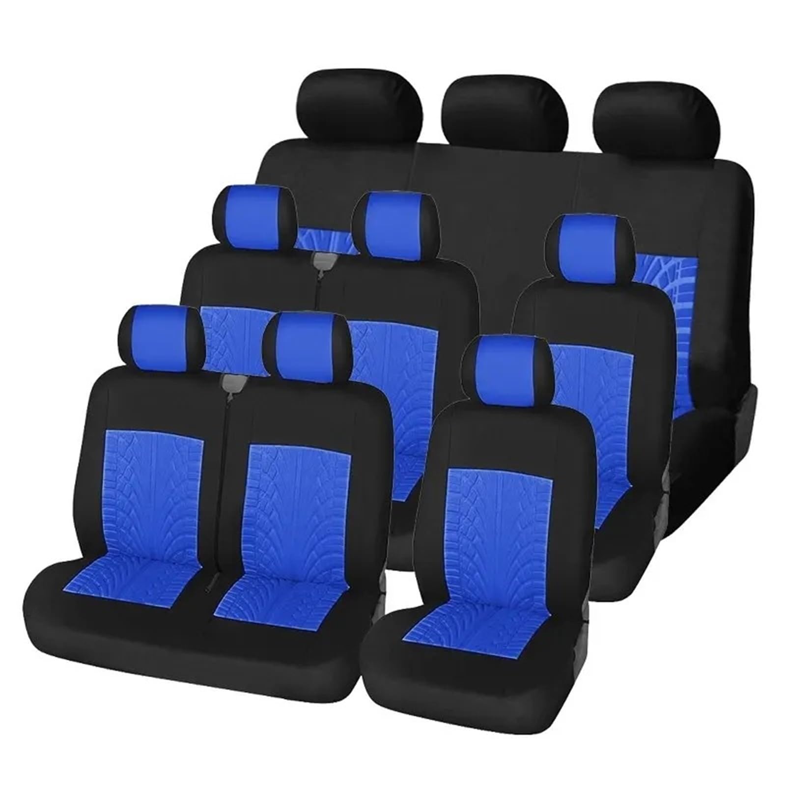 Autositzbezüge Set Sitzbezüge Für 9-Sitzer-Busse Schmutzabweisend Autositzschutz Mehrere Farben Auto Schonbezüge(Blue-9PCS) von YAKISA
