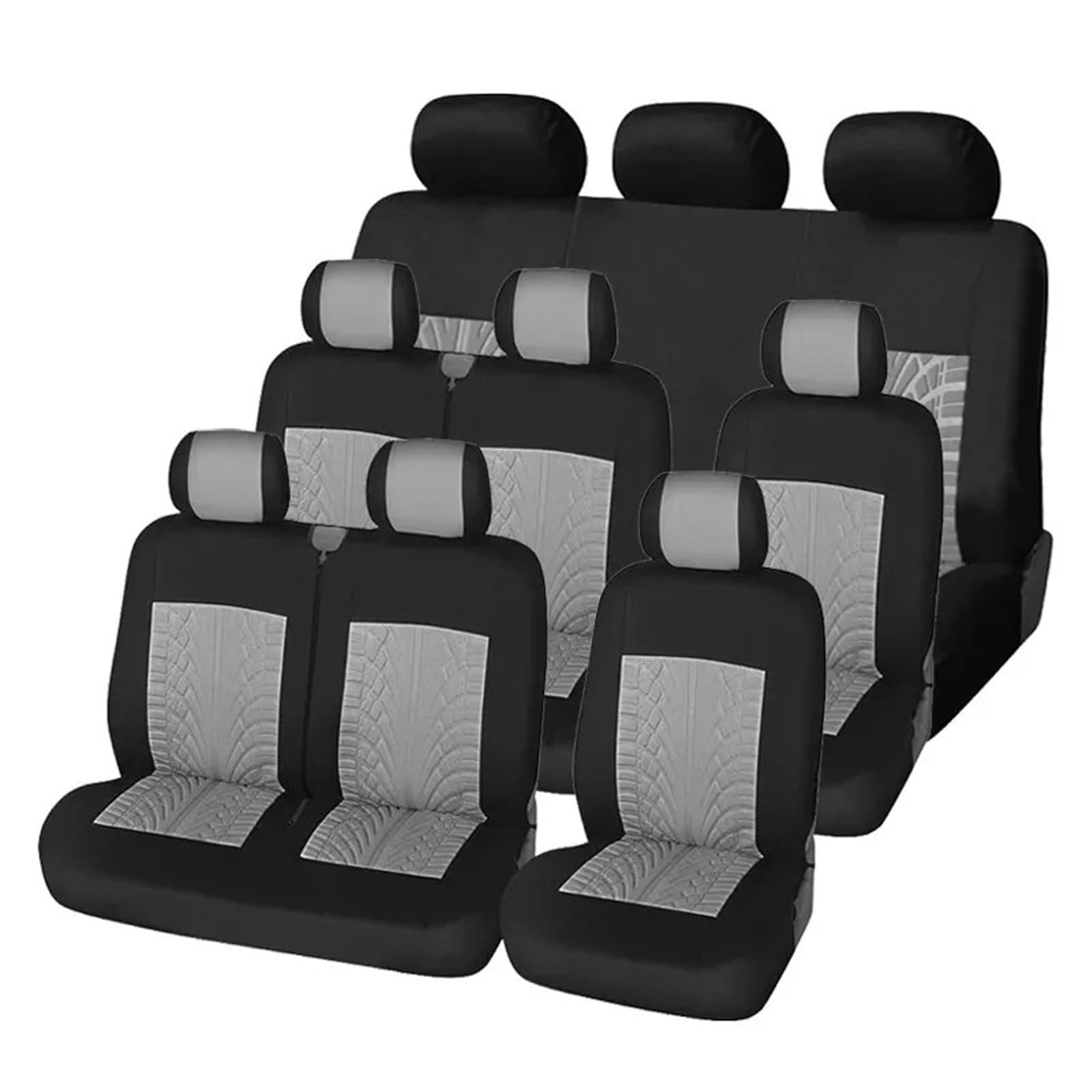 Autositzbezüge Set Sitzbezüge Für 9-Sitzer-Busse Schmutzabweisend Autositzschutz Mehrere Farben Auto Schonbezüge(Gray-9PCS) von YAKISA