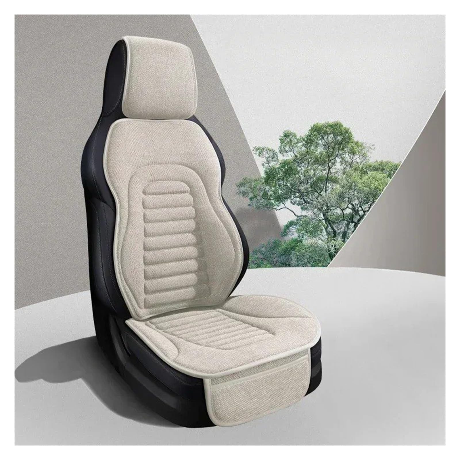 Autositzbezüge Set Universal-Autositzbezug Vier-Jahreszeiten-Auto-Flachs Atmungsaktiv rutschfest Für Autositze Schutz Autositzbezüge Auto Schonbezüge(Beige seat) von YAKISA