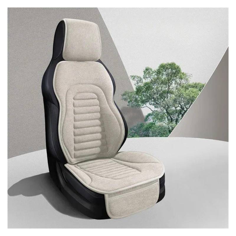 Autositzbezüge Set Universal-Autositzbezug Vier-Jahreszeiten-Auto-Flachs Atmungsaktiv rutschfest Für Autositze Schutz Autositzbezüge Auto Schonbezüge(Beige seat) von YAKISA