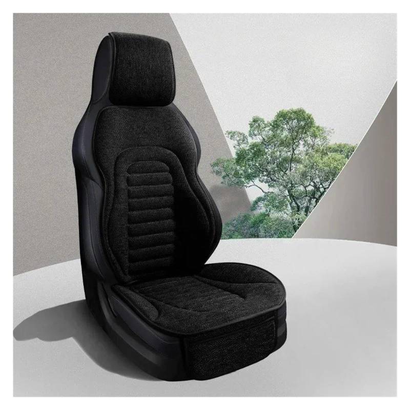 Autositzbezüge Set Universal-Autositzbezug Vier-Jahreszeiten-Auto-Flachs Atmungsaktiv rutschfest Für Autositze Schutz Autositzbezüge Auto Schonbezüge(Black seat) von YAKISA