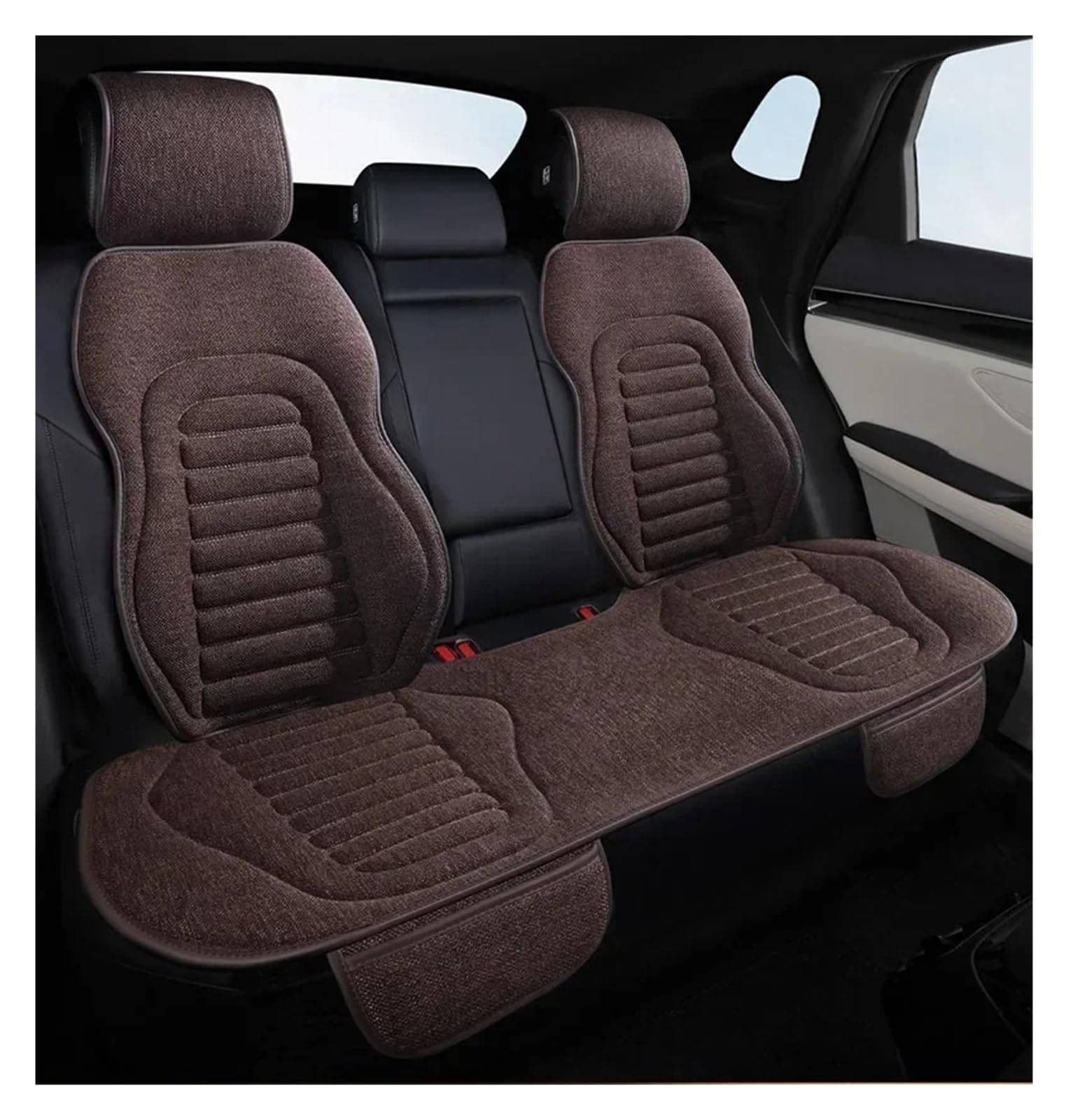 Autositzbezüge Set Universal-Autositzbezug Vier-Jahreszeiten-Auto-Flachs Atmungsaktiv rutschfest Für Autositze Schutz Autositzbezüge Auto Schonbezüge(Brown Back seat Set) von YAKISA