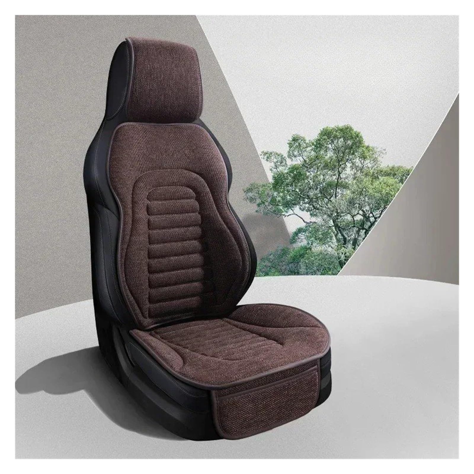 Autositzbezüge Set Universal-Autositzbezug Vier-Jahreszeiten-Auto-Flachs Atmungsaktiv rutschfest Für Autositze Schutz Autositzbezüge Auto Schonbezüge(Brown seat) von YAKISA