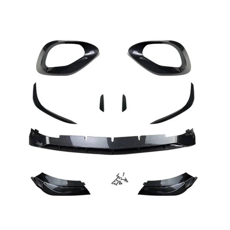 Frontspoiler Für C-Klasse W206 Vorfacelift 2022-2024 C180 C200 C300 C43 Für AMG Black Carbon Frontstoßstange Splitter Canards Lippenpaket Front Spoiler Lippe(Carbon Printing) von YAKISA