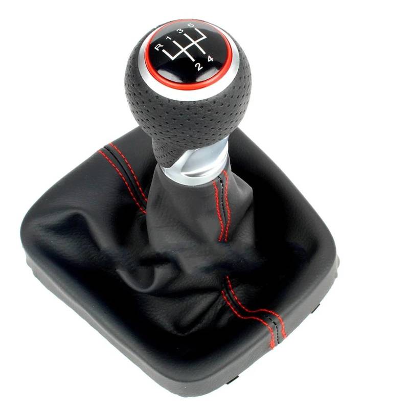 Schaltknauf Für VW Für Golf 5 Für A5 MK 2004 2005 Für Golf 5 Für Plus 2004 2005 2006 2007 2008 5/6 Gang Schalthebel Schaltknauf Mit Ledermanschette Schalthebelkopf(5 Speed8) von YAKISA
