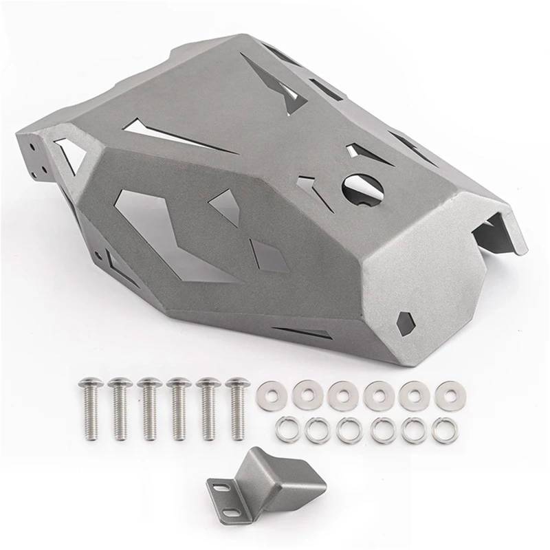 Skid Plate Für Ducati Für DesertX 2022 2023 Motorrad Aluminium Unter Motor Schutz Schutz Abdeckung Bash Guards Sumpf Platte Skid Platte Engine Protection Plate(Silver) von YAKISA