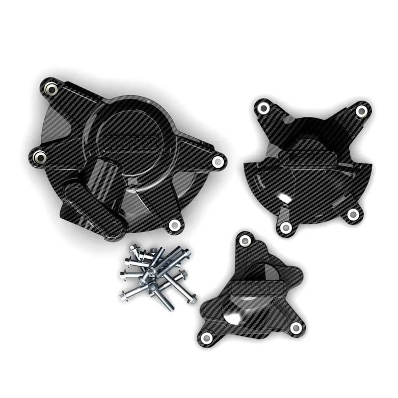 Skid Plate Für YZF Für R1 2009 2010 2011 2012 2013 2014 Motorabdeckung Motorrad Lichtmaschine Kupplung Schutzabdeckung Zubehör Engine Protection Plate(One Set (CF Texture)) von YAKISA
