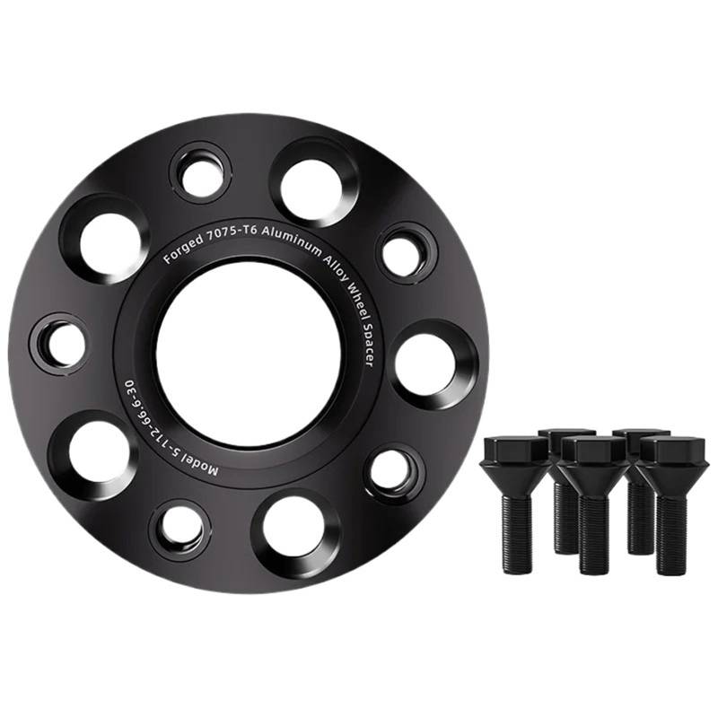 Spurplatten Für Vw Für Teramont Flansch Plate15/20/25/30mm 2/4 Stücke 5x112 CB 57,1 M14 * 1,5 Hub Centric Schwarz Geschmiedet Rad Spacer Spurverbreiterungen(2pcs 30mm) von YAKISA