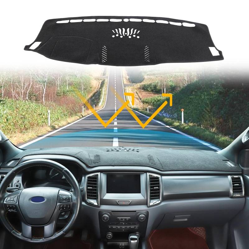 Armaturenbrett-Abdeckungsmatte, kompatibel mit Ford Ranger 2015–2022, Auto-Armaturenbrett-Abdeckung, Sonnenschutz-Pad, Armaturenbrett-Pad-Zubehör von YANER