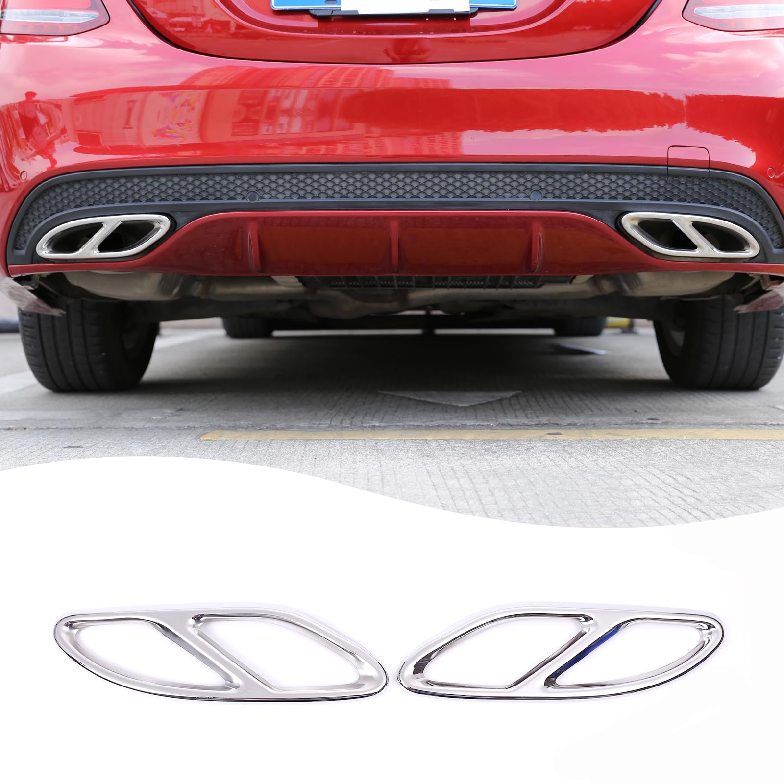 Auspuffrohrabdeckung, 2 Stück hintere Auspuffrohrabdeckung für Mercedes Benz A/B/C/E/GLA/GLC/GLE/GLS Auspuffrohrabdeckung, 2 Stück hintere Auspuffrohrabdeckung für Mercedes Benz A/B/C/E/GLA/GLC/GLE/GLS von YANER