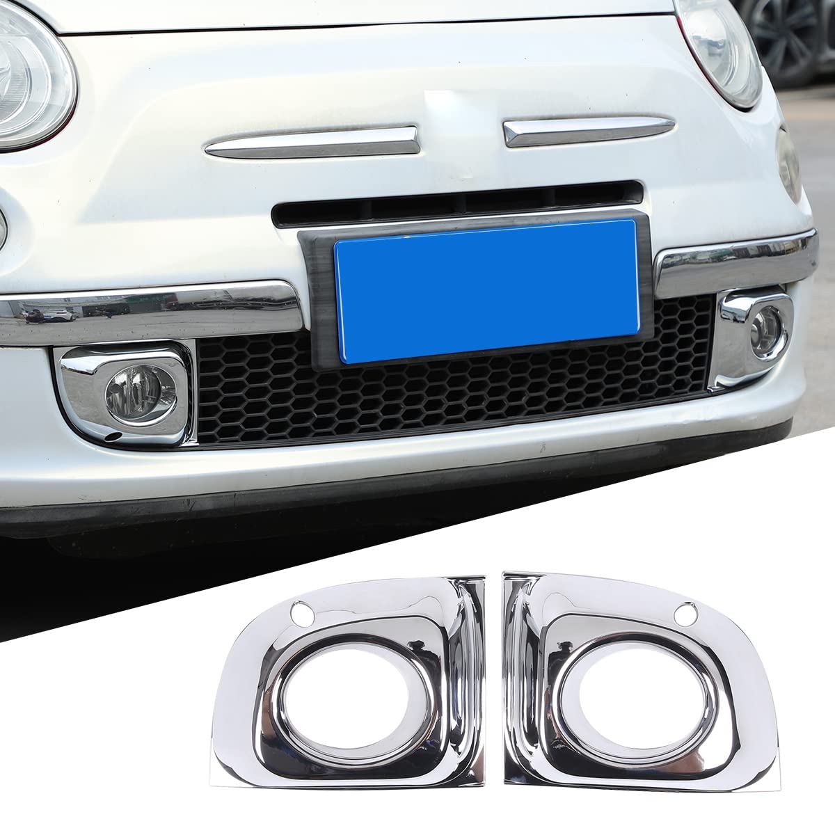 YANER Nebelscheinwerfer-Ringblenden für Frontstoßstange, passend für Fiat 500 2011–2015, Nebelscheinwerfer-Abdeckung, Rahmen, Autozubehör YANER Nebelscheinwerfer-Ringblenden für Frontstoßstange, passend für Fiat 500 2011–2015, Nebelscheinwerfer-Abdeckung, Rahmen, Autozubehör von YANER