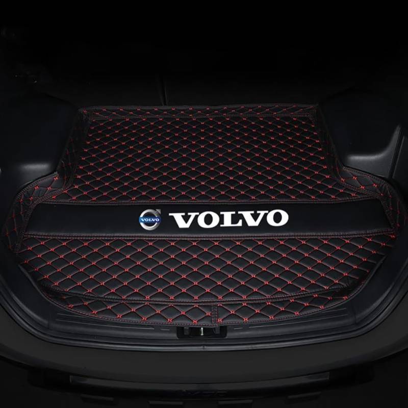 Auto Kofferraummatten für Volvo XC90 5 Seats 2015-2024, Kofferraum Cargo Schutzmatte Langlebiges Wasserdicht Schmutzmatte Mat Innenraum ZubehöR,Black-Red von YANGFEIYA