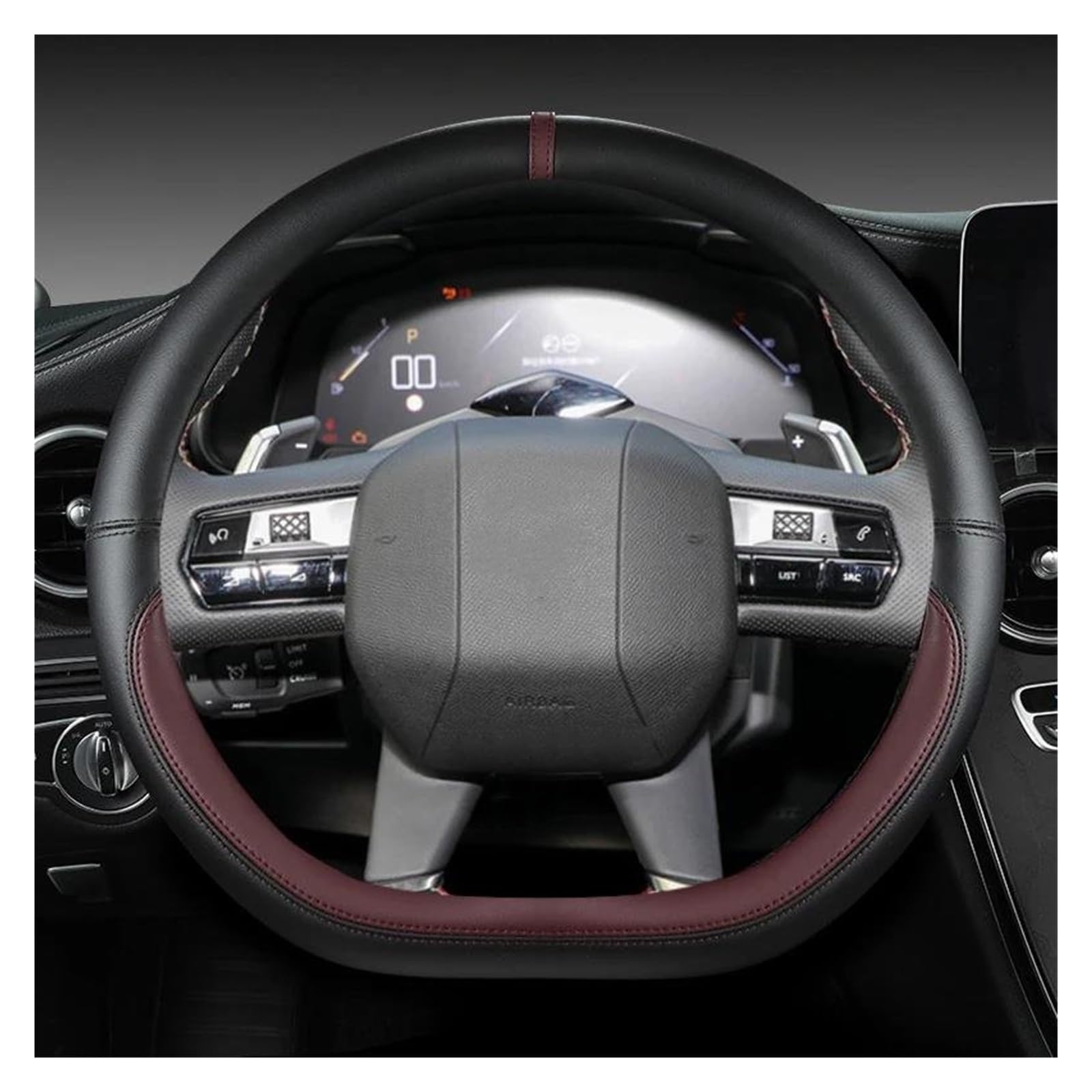 Für Citroen Für DS3 Für DS4 Für DS5 Für DS5 DS Für 5LS Für DS6 Für DS7 Für DS9 Auto Lenkrad Abdeckung Mikrofaser Leder D Form 38 cm Lenkrad Bezug Lenkradabdeckung (Farbe : Wine RED) von YANGTINGTING