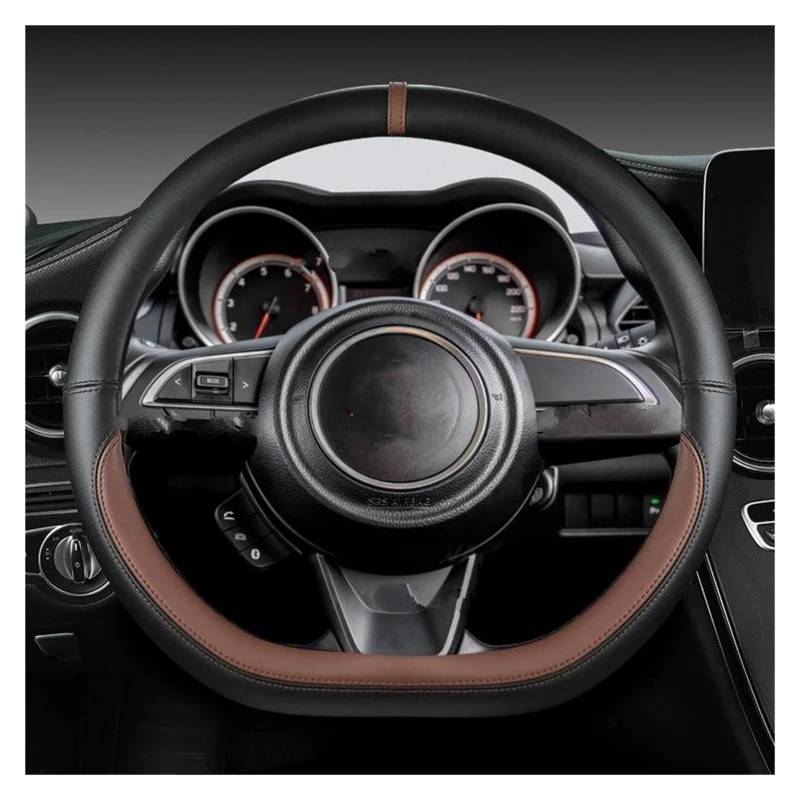 Mikrofaser Leder D Form 38cm Auto Lenkrad Abdeckung Für Suzuki Für Swift 2017 2018 2019 2020 2021 2022 Sport Auto Zubehör Lenkrad Bezug Lenkradabdeckung (Farbe : Coffee) von YANGTINGTING