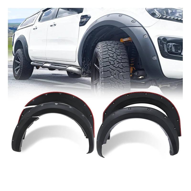 Spritzschutz Kotflügel Für Ford Für Ranger 2016 2017 2018 2019 2020 2021 2022 Wild TR AK T7 T8 Mk2 Mk3 Tasche Vernietet Radlauf Kotflügel Für Doppel Kabine Auto Rad Fender(Bolt Style 2015-2022) von YANGTINGTING