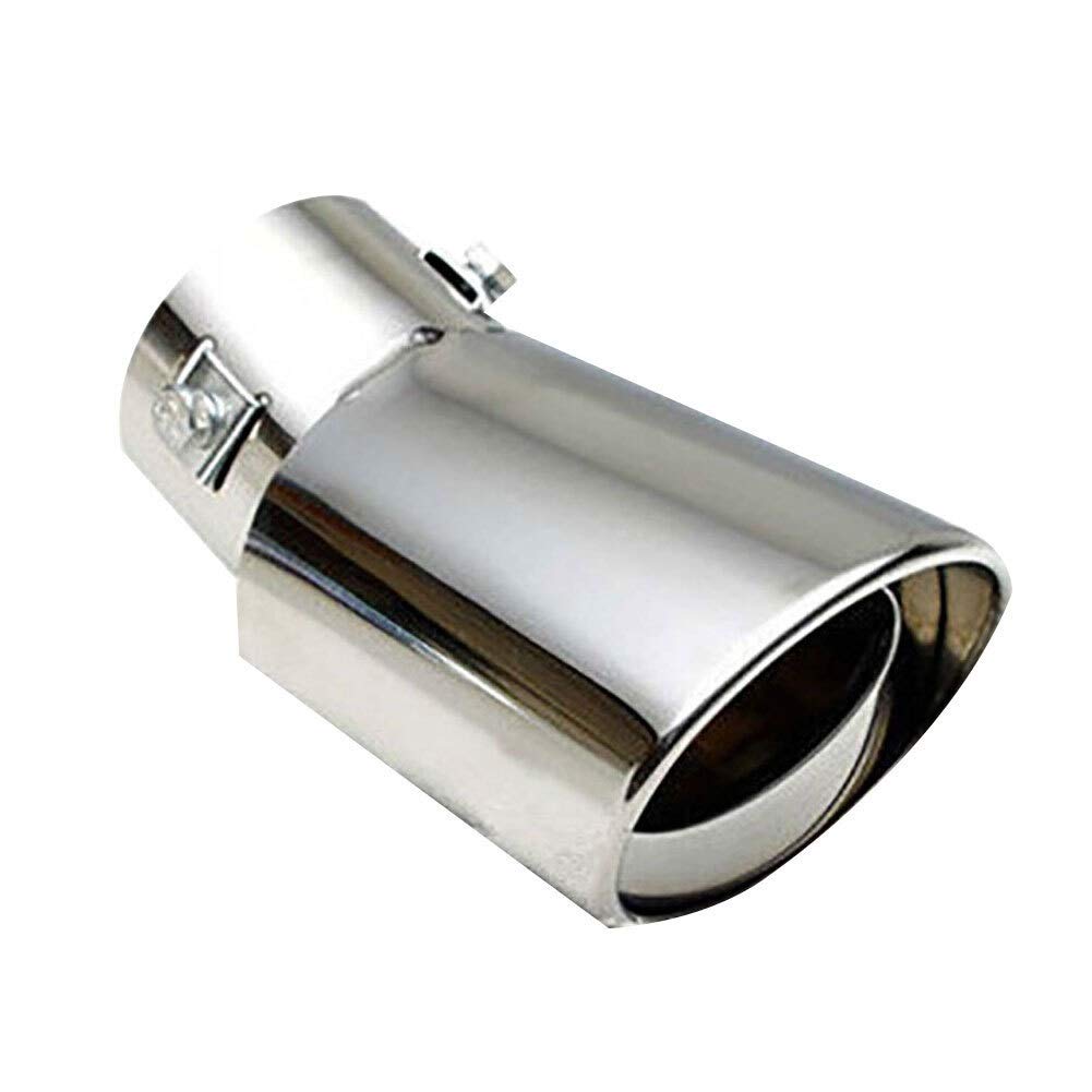 Universell Auspuff Schalldämpfer Endrohr 2 stücke Universal Edelstahl Auto Fahrzeug Heck Runde Auspuffrohr Schwanz Schalldämpfer Spitze Chrom Halsabgasanlage Autozubehör (Color : Bend) von YANHAO