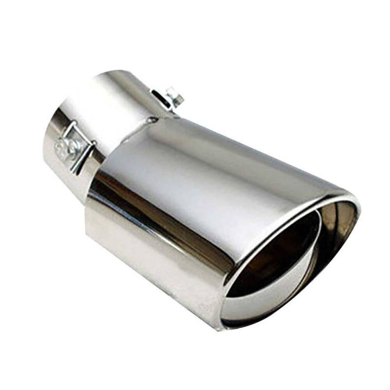Universell Auspuff Schalldämpfer Endrohr 2 stücke Universal Edelstahl Auto Fahrzeug Heck Runde Auspuffrohr Schwanz Schalldämpfer Spitze Chrom Halsabgasanlage Autozubehör (Color : Bend) von YANHAO