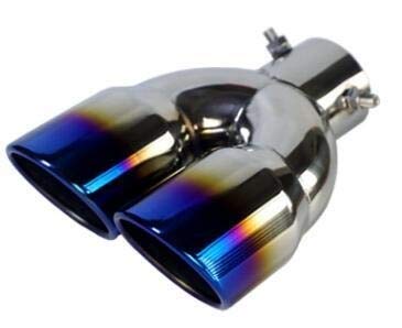 Universell Auspuff Schalldämpfer Endrohr Universal-Auto-Einlass-Doppelfass hintere Abgasspitze Tail Rohrschalldämpferauslass Edelstahl-Autozubehör (Color : 2) von YANHAO