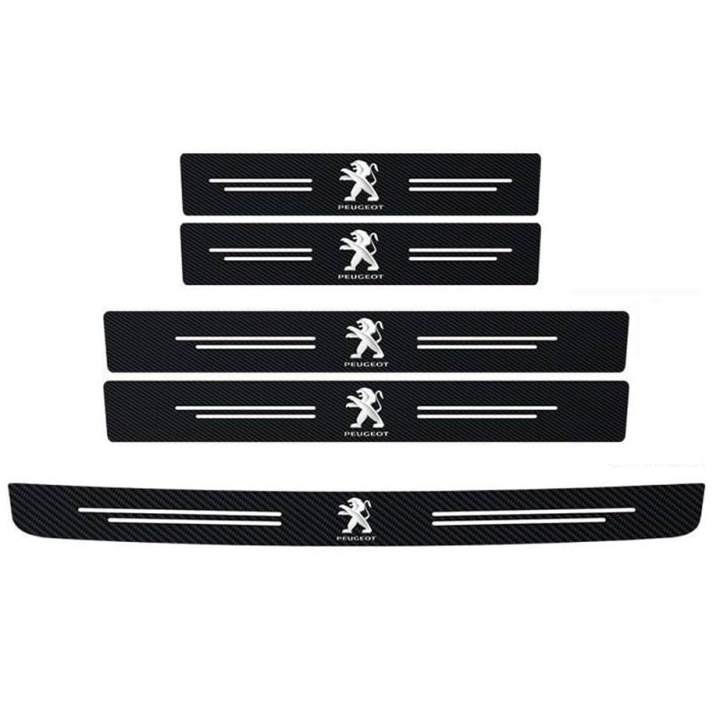 5 Stück Auto Einstiegsleisten Aufkleber für Peugeot 307 206 308 408 508 2008 3008 4008 5008 4007 107 407 207 507 306, Kohlefaser Auto Türeinstiegsschutz Aufkleber Türschweller Schutzfolie von YANWENER