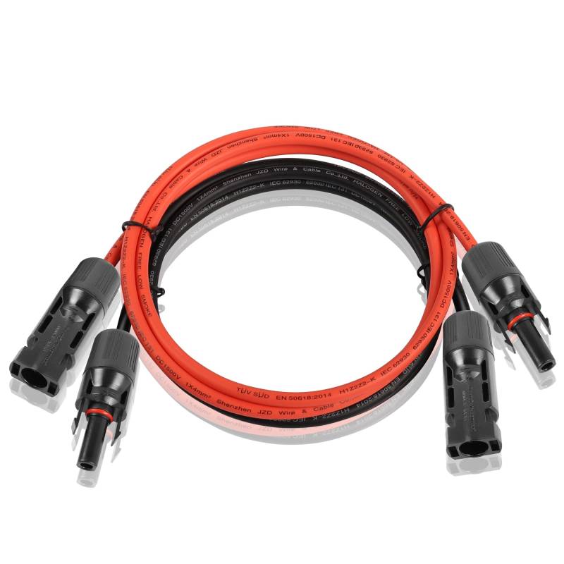 YAODHAOD 1 Pair Solarkabel 4mm2 / 12 AWG, Solarpanel Kabel 1M,Solar verlängerungskabel für Solarpanel ，balkonkraftwerk, für Solarkraftwerk (4mm², Solar Verlängern Kabel 1M) von YAODHAOD