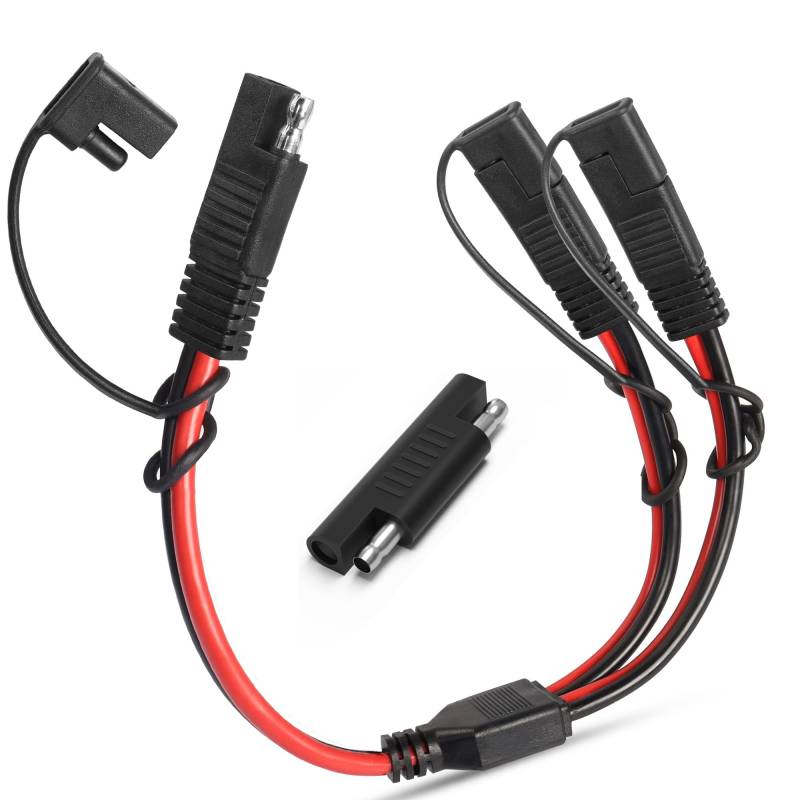 YAODHAOD SAE Y Splitter Adapterkabel DC Power Verlängerungskabel 14 AWG für Kraftfahrzeuge 2 poliger Schnellkupplungsstecker 10A Solarkabel Splitter von YAODHAOD