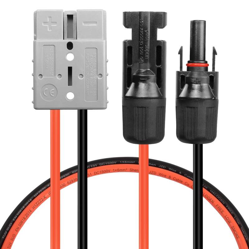 YAODHAOD Solar Stecker für Anderson 50A Stecker Kabel 4mm ² 1M,TÜV zertifiziertes für Tragbare Generatoren Energiespeicher RV Solarpanel Solargenerator von YAODHAOD