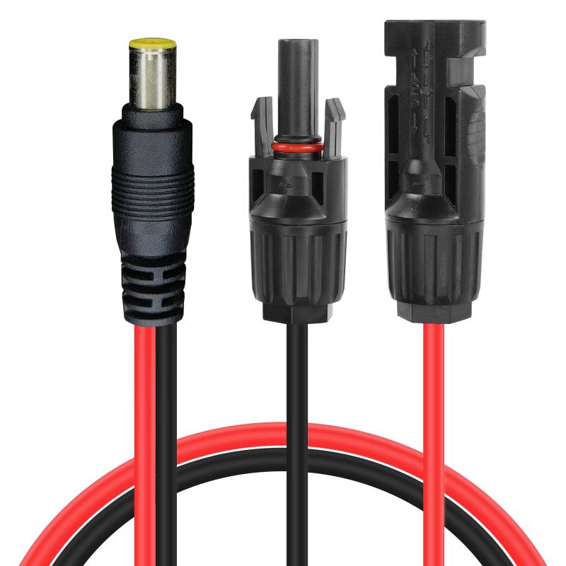 YAODHAOD Solarstecker auf DC 8mm Kabel 12AWG 1M DC7909 zu Solarpanel Stecker Solarkabel,für Jackery Explorer 240 500 1000 Bluetti EB70 EB3A Powerstation (4mm², Solar to DC 8mm 1M) von YAODHAOD