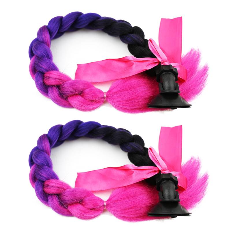 YAOGUI 2pcs Helme Zopf Helme Bowknot Pferdeschwanzdekorationen Mit Saugnapfhelmen Zöpfe Zöpfe Haarschwänze von YAOGUI