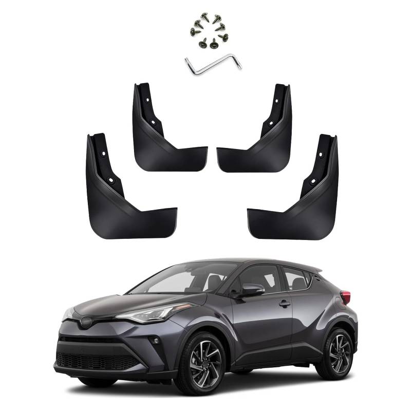 Kompatibel mit Toyota C-HR CHR 2016-2023 Auto Schmutzfänger, CHR ZYX10/NGX50 Zubehör Kotflügel ABS Kunststoff Vorne und hinten Spritzschutz Radschutz Kein Bohren Nötig [4 Stück] von YAOOYHUILIYING