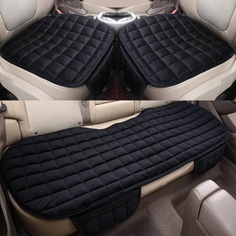 Auto Sitzauflage Sitzbezüge Auto Sitzkissen 3-Teiliges Set Universal Plüsch Auto Sitzauflagen für Vorderseite & Rückseite Winter Warme Autositzschoner Bequem Auto Fahrzeug Sitzschut Autositzbezüge A von YAOTT