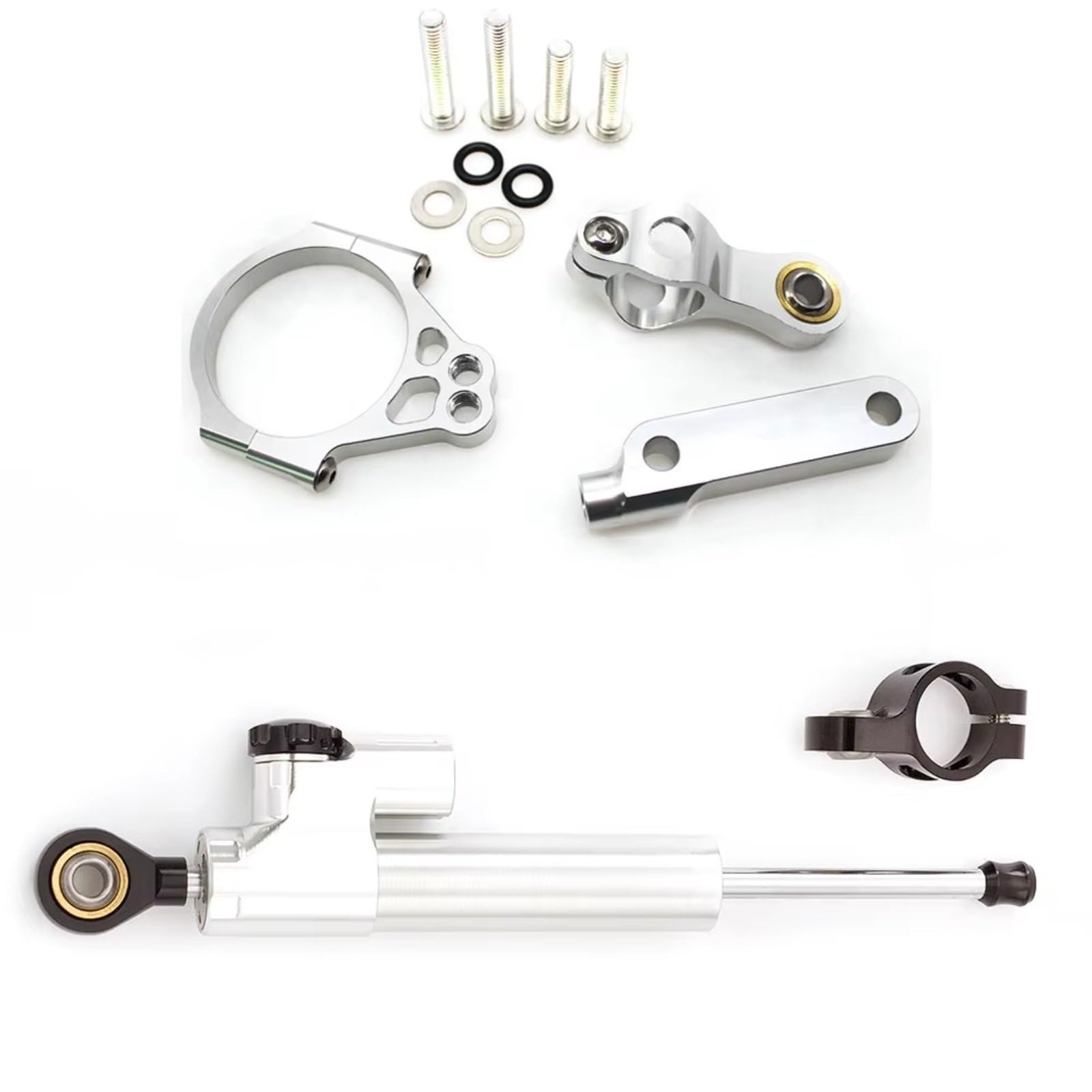 YAQEMOE Lenkungsdämpfer Einstellbarer Kompatibel Mit Für 1000 2012-2016 15 14 Motorrad Stabilisator Dämpfer Lenkungsmontage Halterungs Stützsatz(Silver) von YAQEMOE