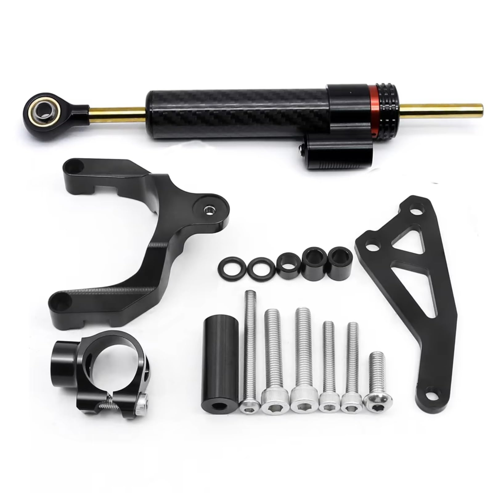 YAQEMOE Lenkungsdämpfer Einstellbarer Kompatibel Mit Suzuki Für GSR600 Für GSR 600 2006 2007 2008 2009 2010 Motorrad-Lenkungsdämpfer Montagesatz Stoßdämpfer CNC Halterung(Black1) von YAQEMOE