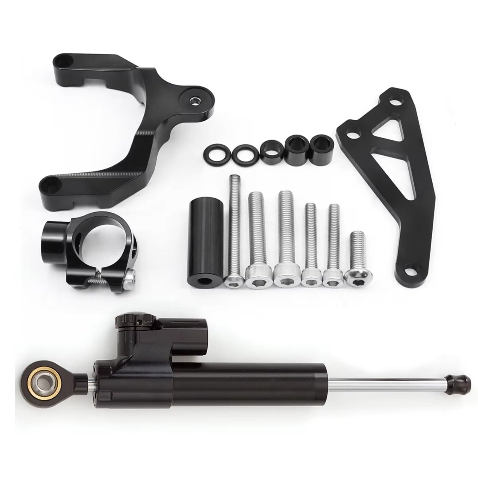 YAQEMOE Lenkungsdämpfer Einstellbarer Kompatibel Mit Suzuki Für GSR600 Für GSR 600 2006 2007 2008 2009 2010 Motorrad-Lenkungsdämpfer Montagesatz Stoßdämpfer CNC Halterung(Black2) von YAQEMOE