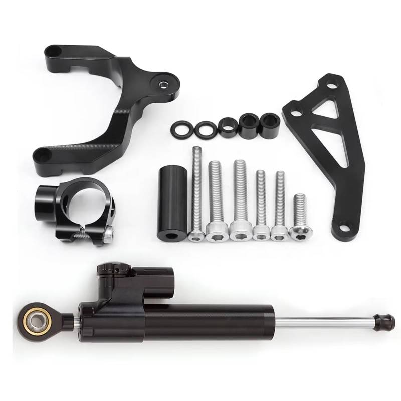 YAQEMOE Lenkungsdämpfer Einstellbarer Kompatibel Mit Suzuki Für GSR600 Für GSR 600 2006 2007 2008 2009 2010 Motorrad-Lenkungsdämpfer Montagesatz Stoßdämpfer CNC Halterung(Black2) von YAQEMOE