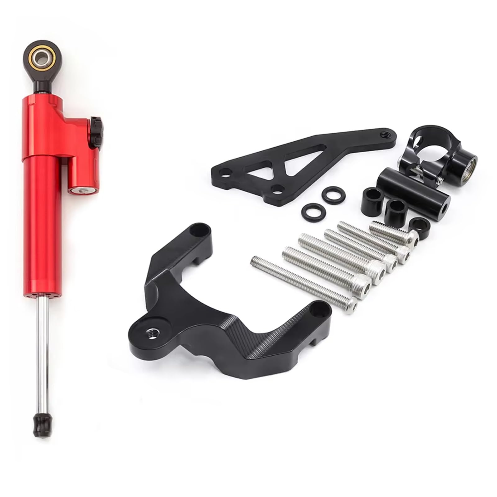 YAQEMOE Lenkungsdämpfer Einstellbarer Kompatibel Mit Suzuki Für GSR600 Für GSR 600 2006 2007 2008 2009 2010 Motorrad-Lenkungsdämpfer Montagesatz Stoßdämpfer CNC Halterung(Red) von YAQEMOE