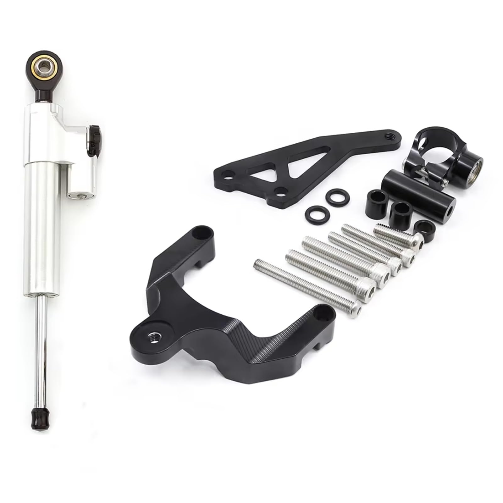 YAQEMOE Lenkungsdämpfer Einstellbarer Kompatibel Mit Suzuki Für GSR600 Für GSR 600 2006 2007 2008 2009 2010 Motorrad-Lenkungsdämpfer Montagesatz Stoßdämpfer CNC Halterung(White) von YAQEMOE