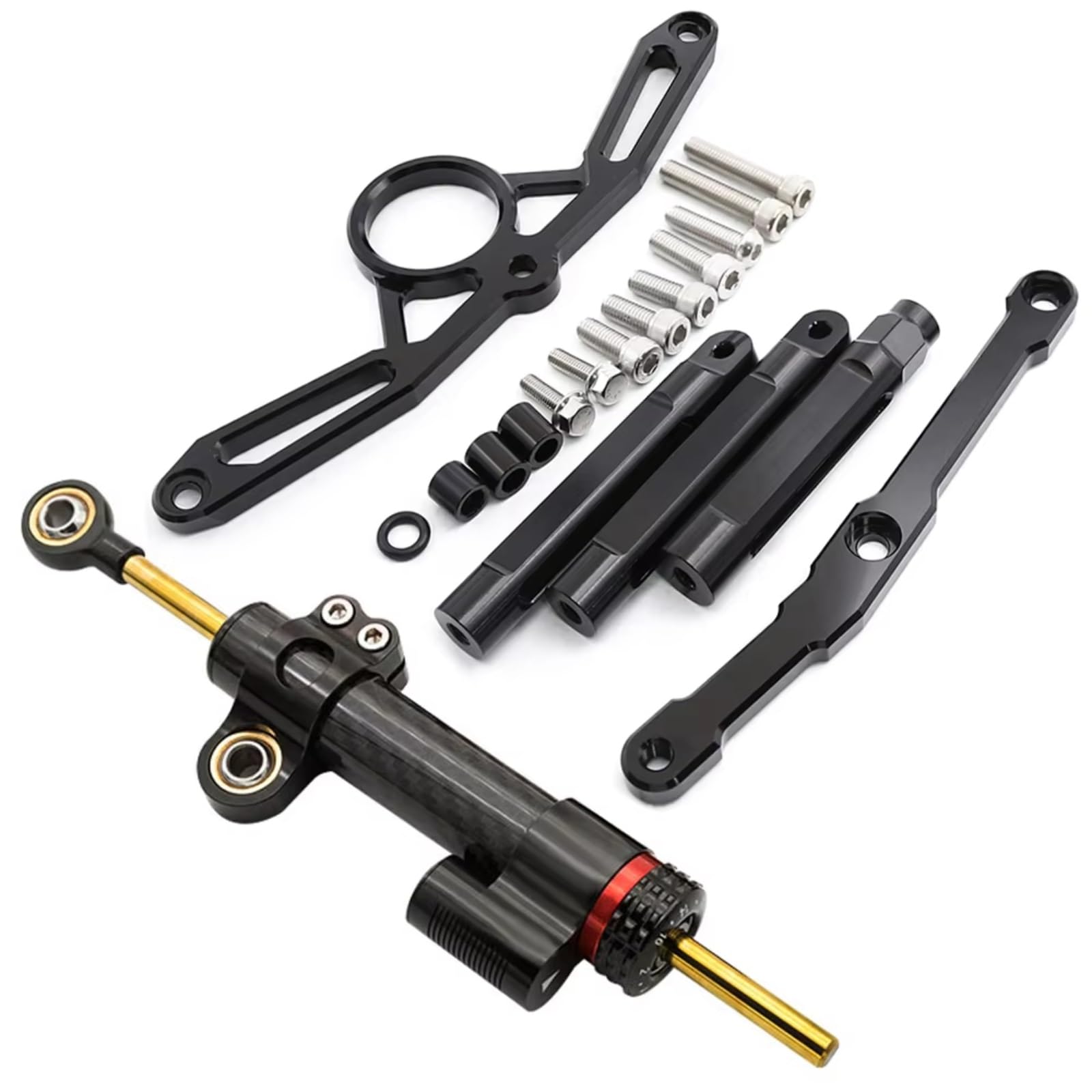 YAQEMOE Lenkungsdämpfer Einstellbarer Kompatibel Mit Yamaha Für MT09 Für FZ09 2021–2023 Universal Motorrad Lenkungsdämpfer Stabilisatorhalterung Verstellbares Montageset(Black) von YAQEMOE