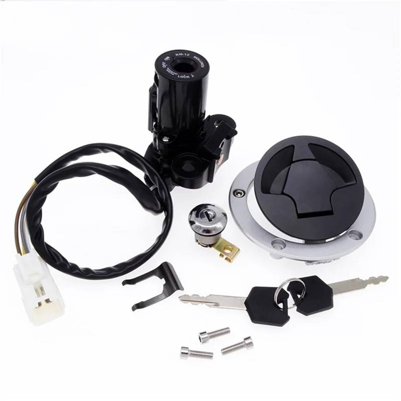YAQEMOE Moto Zündschloss Kompatibel Mit Ninja Für ZX6R Für ZX636 2013–2018 Für ZX1000 Für ZX10R 2011–2015 Motorrad-Zündschalter, Startschloss, Tankdeckel Mit Schlüsseln von YAQEMOE