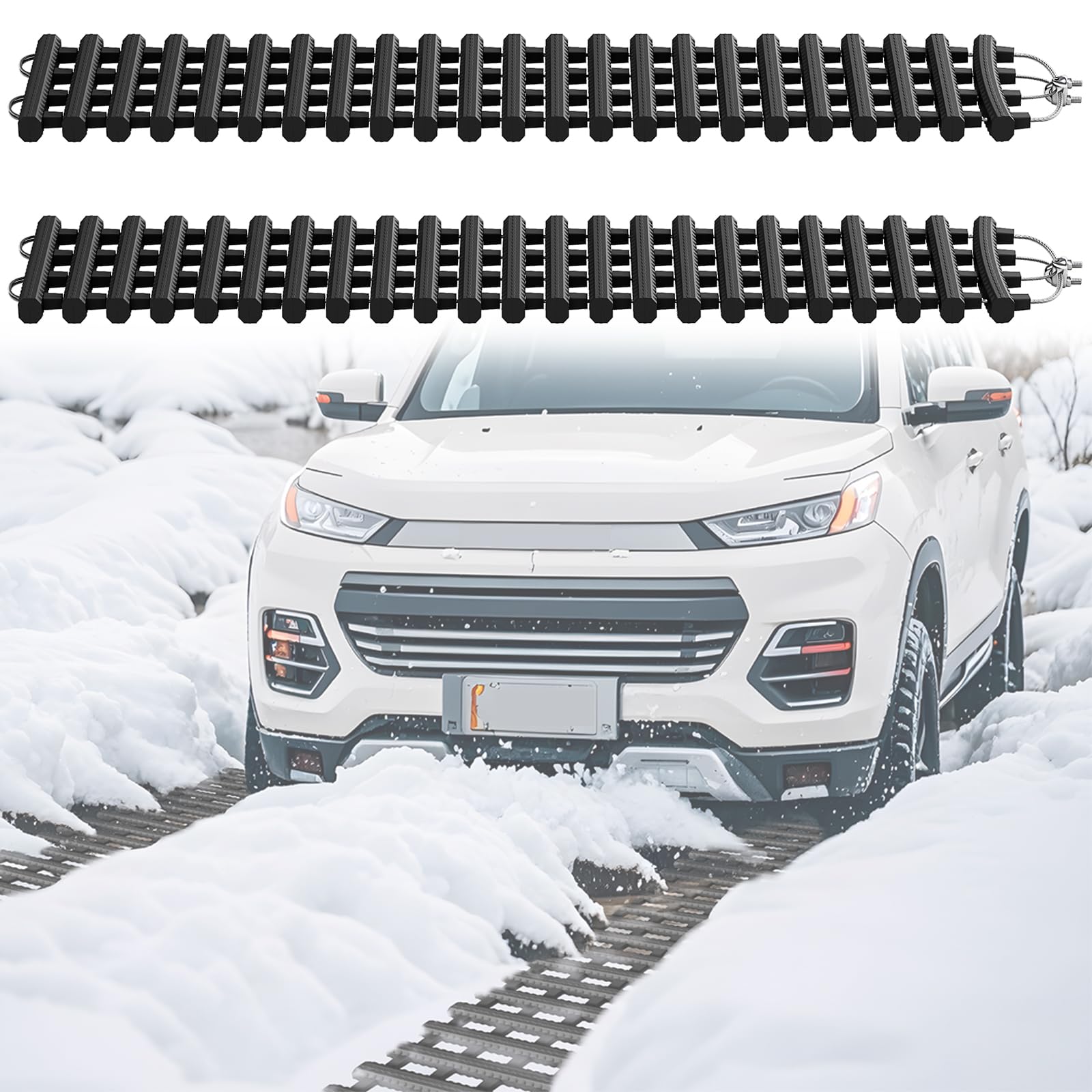 YARDIN 2er Traktionshilfe Anfahrhilfe Set für KFZ Offroad Wintereinsatz Faltbar Auto Traktionsmatte Wohnmobil Fluchtbrett Schneeketten bis 6 Ton - 100 x 21 cm Schwarz YARDIN 2er Traktionshilfe Anfahrhilfe Set für KFZ Offroad Wintereinsatz Faltbar Auto Traktionsmatte Wohnmobil Fluchtbrett Schneeketten bis 6 Ton - 100 x 21 cm Schwarz von YARDIN