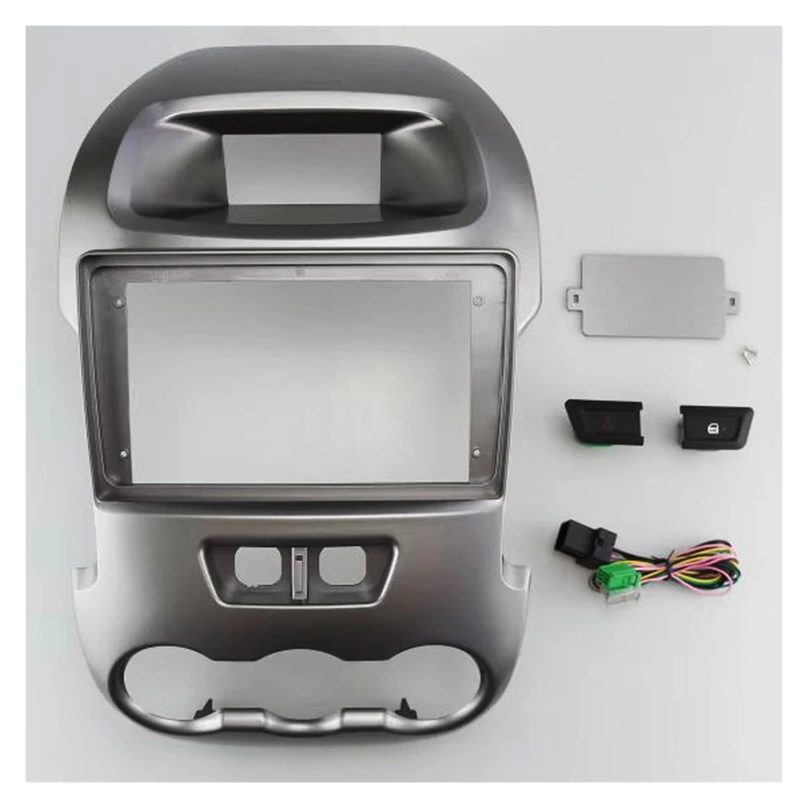 Lanliuhui Store 2-Din-Auto-DVD-Rahmen, kompatibel mit Ranger 2011–2015, Autoradio-Blendenrahmen, Radio-Player, 9 Zoll, 2-Din-Auto-DVD-Panel, Armaturenbrett-Kit(Silver-Frame) von YASTOOLS