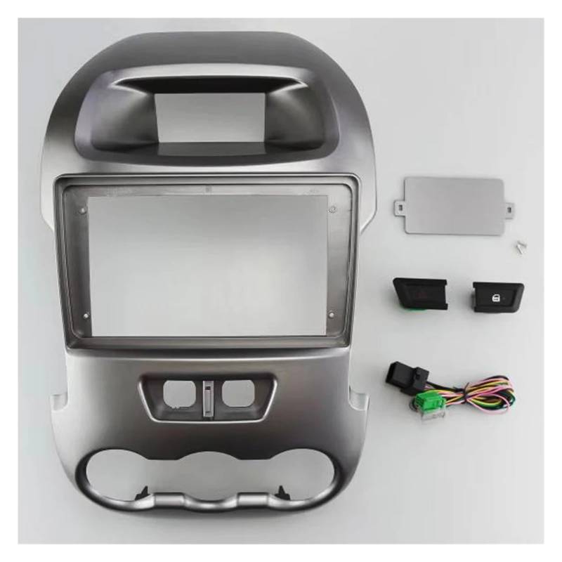 Lanliuhui Store 2-Din-Auto-DVD-Rahmen, kompatibel mit Ranger 2011–2015, Autoradio-Blendenrahmen, Radio-Player, 9 Zoll, 2-Din-Auto-DVD-Panel, Armaturenbrett-Kit(Silver-Frame) von YASTOOLS