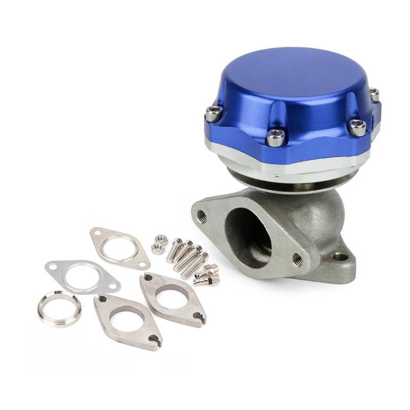 Lanliuhui Store Rennwagen 38mm Externes Turbo-Abgaskrümmer-Wastegate mit Dump-Ring 14PSI TT101325(Blue) von YASTOOLS
