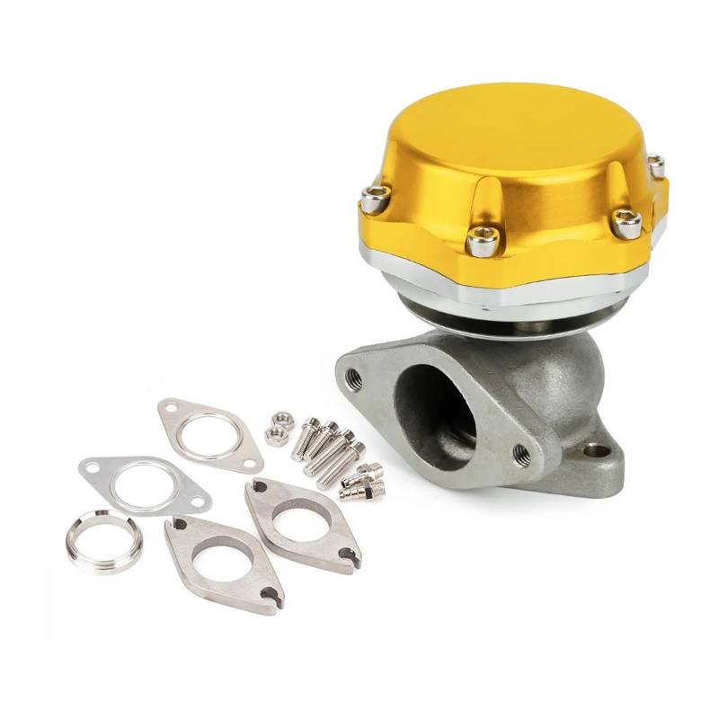 Lanliuhui Store Rennwagen 38mm Externes Turbo-Abgaskrümmer-Wastegate mit Dump-Ring 14PSI TT101325(Gold) von YASTOOLS
