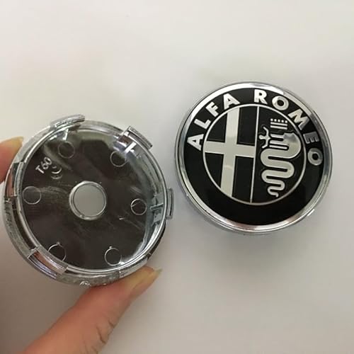 4 Stück Felgendeckel für Alfa Romeo Giulia Stelvio Giulietta 159 147 156 166 GT Tonale 60mm, Nabenkappen Radnabenkappen Wasserdicht Staubdicht Radzierblende,B von YAWEIFEN